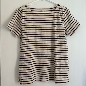 J. Crew Black and Cream Striped Tee